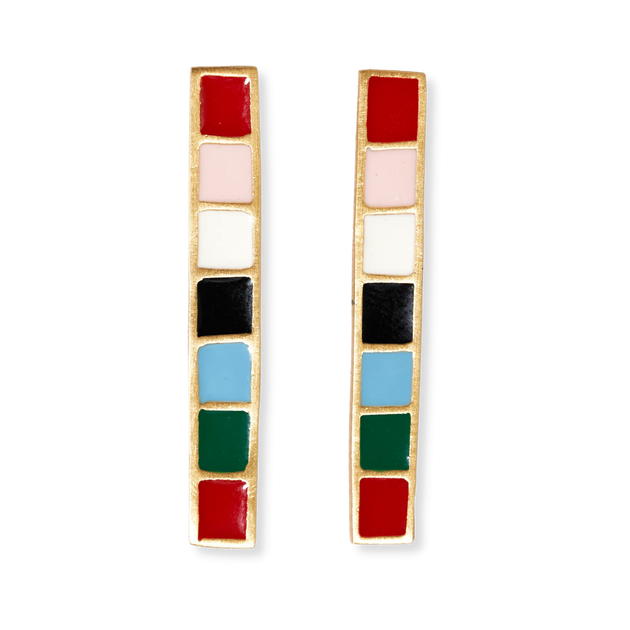 Adele Colorblock Enamel Bar Earrings Multi-Color