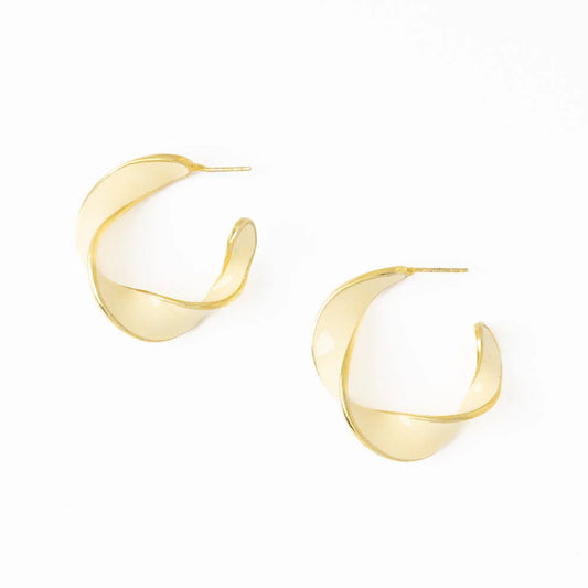 Vanessa Twisted Enamel Hoop in Ivory