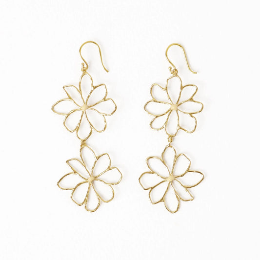 Farrah Double Flower Drop Earrings