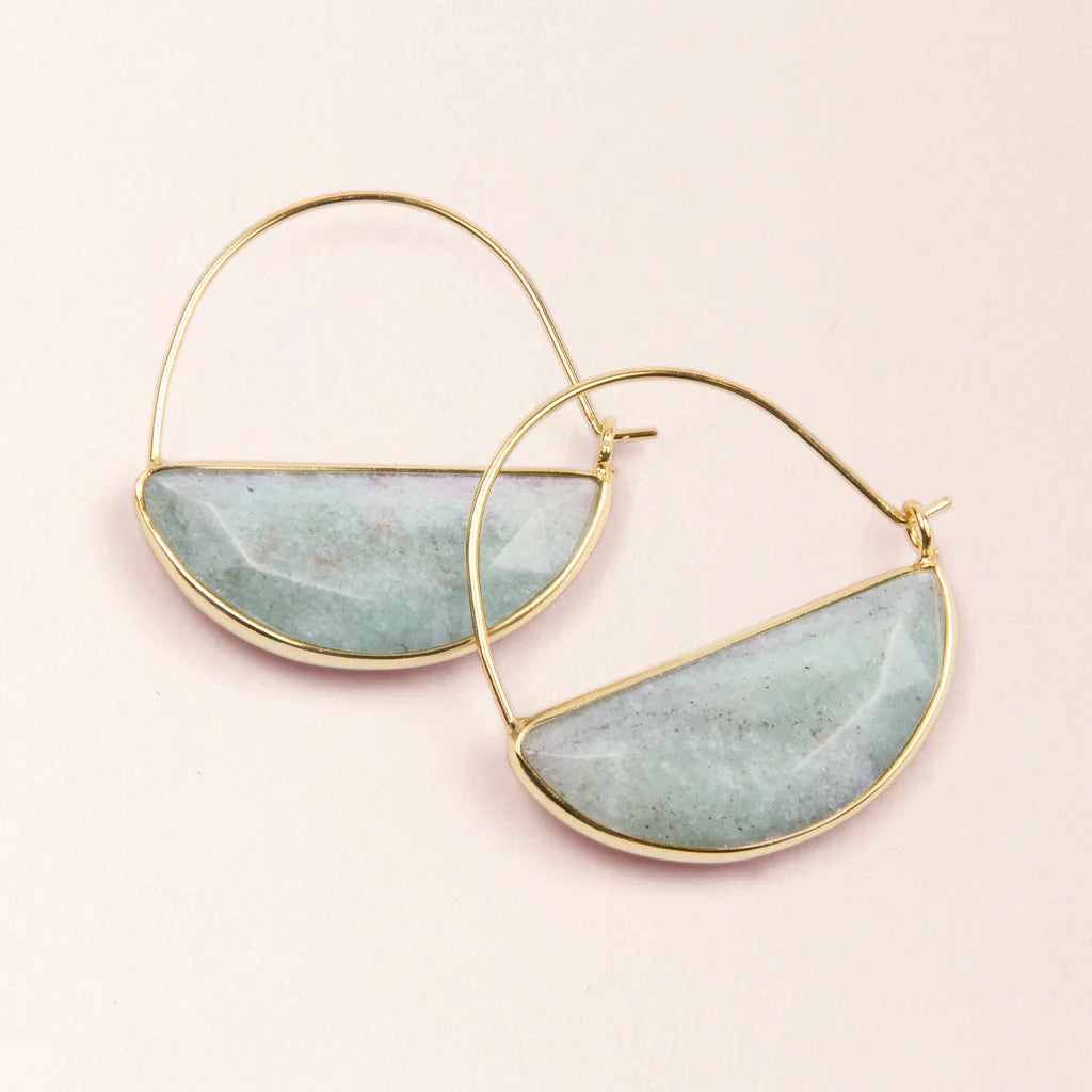 Stone Prism Hoop in Amazonite/Gold