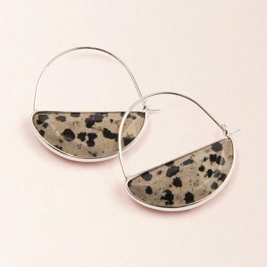Stone Prism Hoop in Dalmatian Jasper/Silver