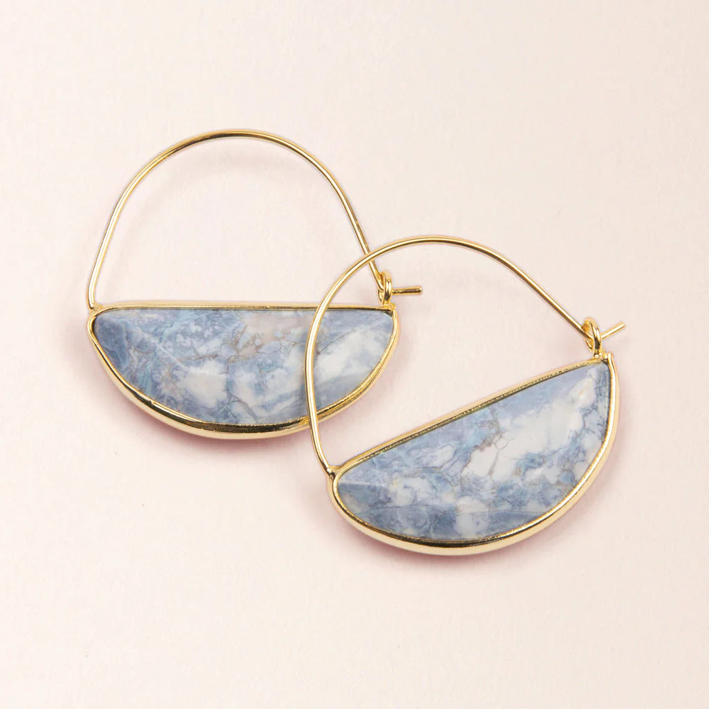 Stone Prism Hoop in Blue Howlite/Gold