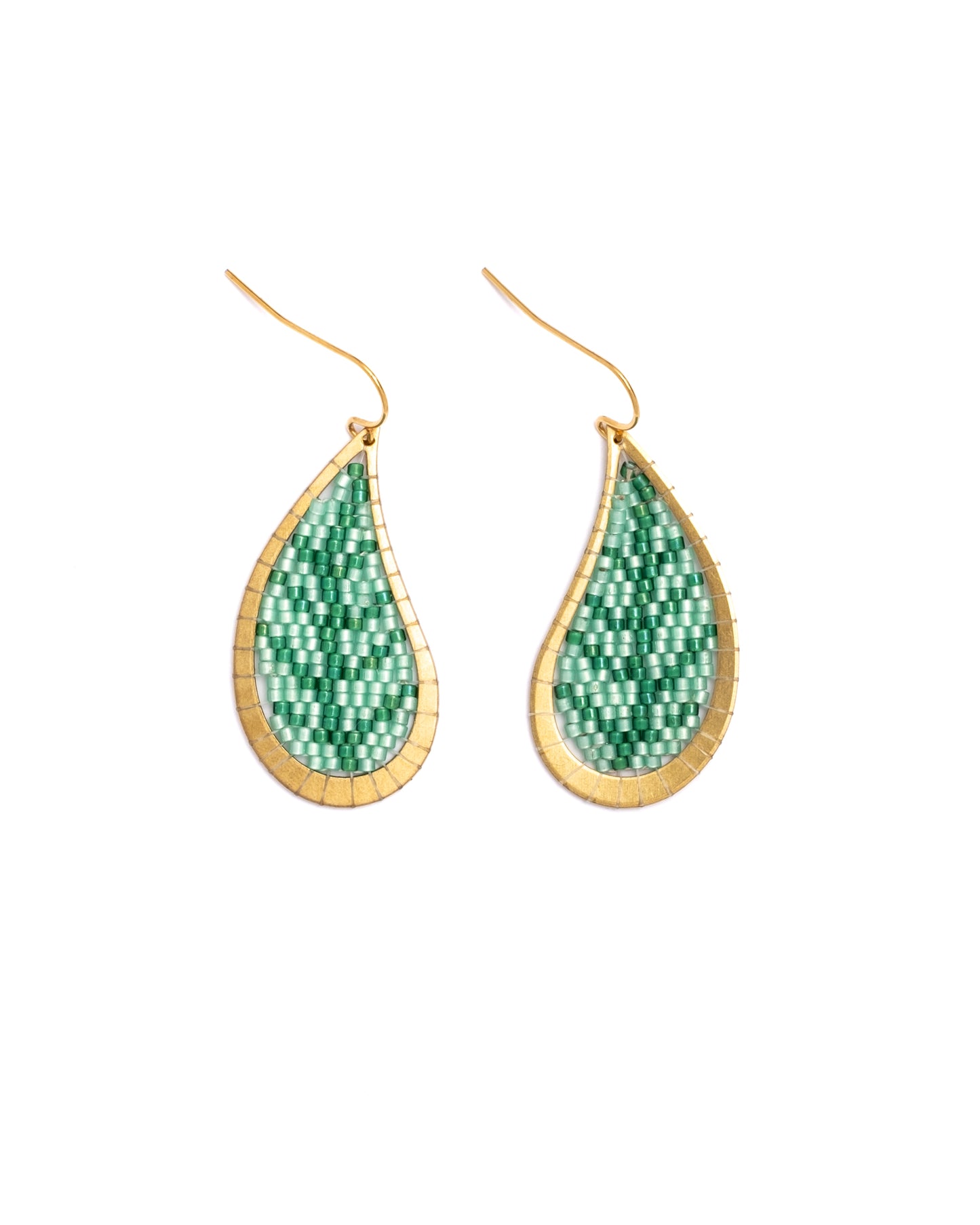 Brass Framed Leaf Earrings