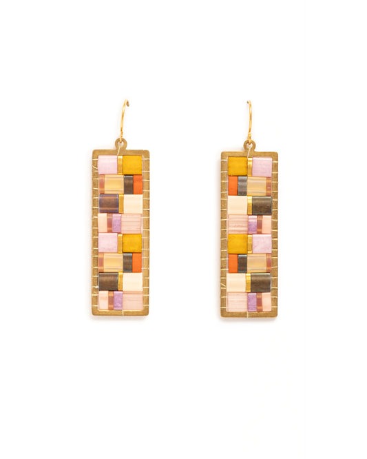 Mosaic Tila Earrings in Lilac