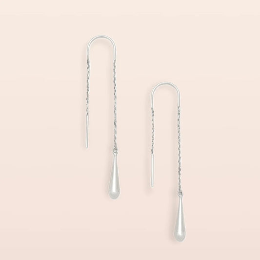 Refined Earring Collection - Teardrop Threader in Silver