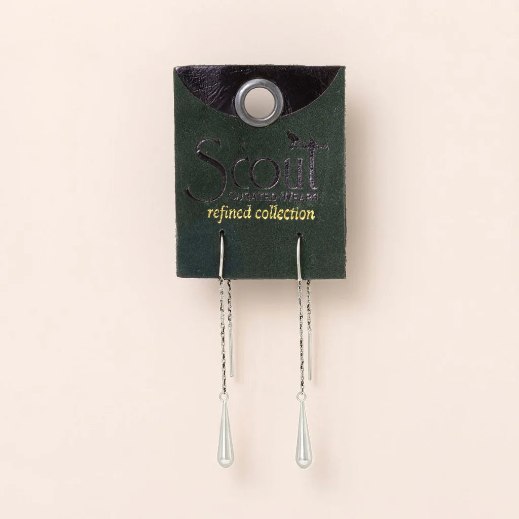 Refined Earring Collection - Teardrop Threader in Silver