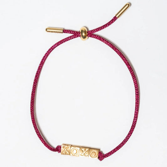 Goldie Hot Pink Lurex Cord With Brass Letters Adjustable Xoxo