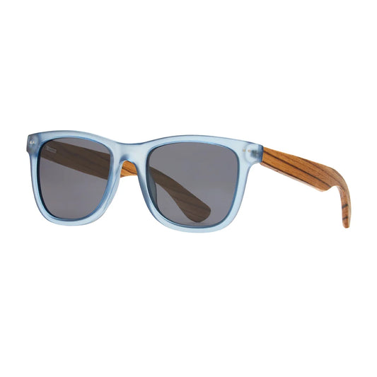 Grant Sunglasses in Matte Blue and Walnut Wood