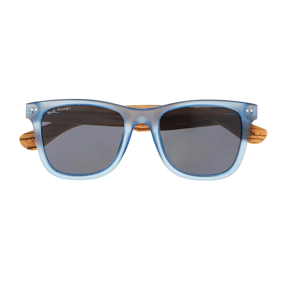 Grant Sunglasses in Matte Blue and Walnut Wood