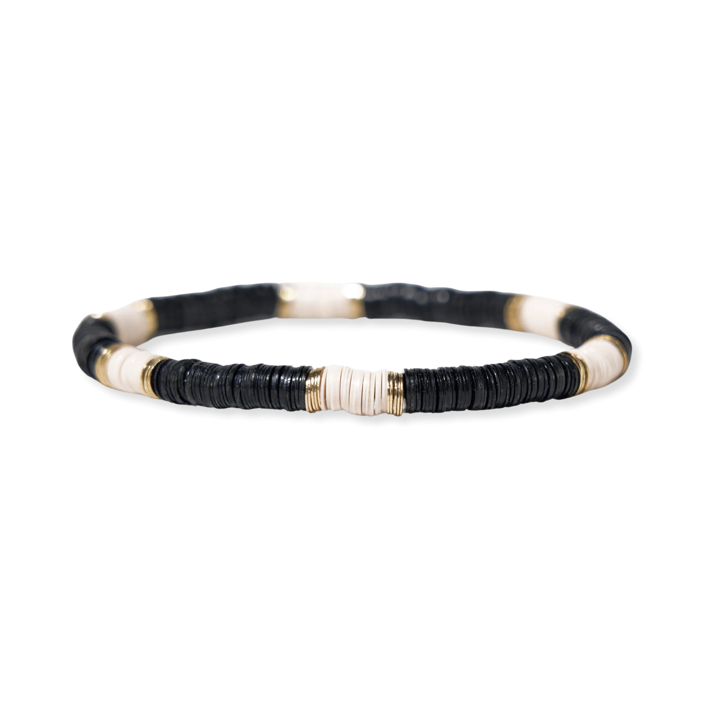 Grace Cream Stripes On Black Sequin Stretch Bracelet