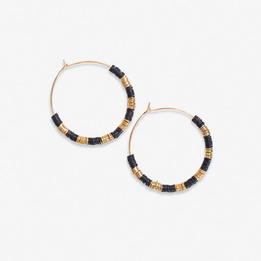 Jennifer Colorblock Small Sequin Hoop Earrings Black
