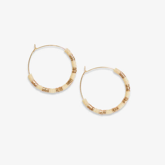 Jennifer Colorblock Small Sequin Hoop Earrings Ivory