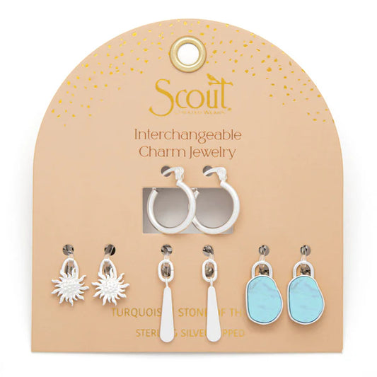 Interchangeable Charm Earring - Turquoise/Sky/Silver