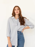 Harris Oversized Button Down Shirt in Blue and White Stripe