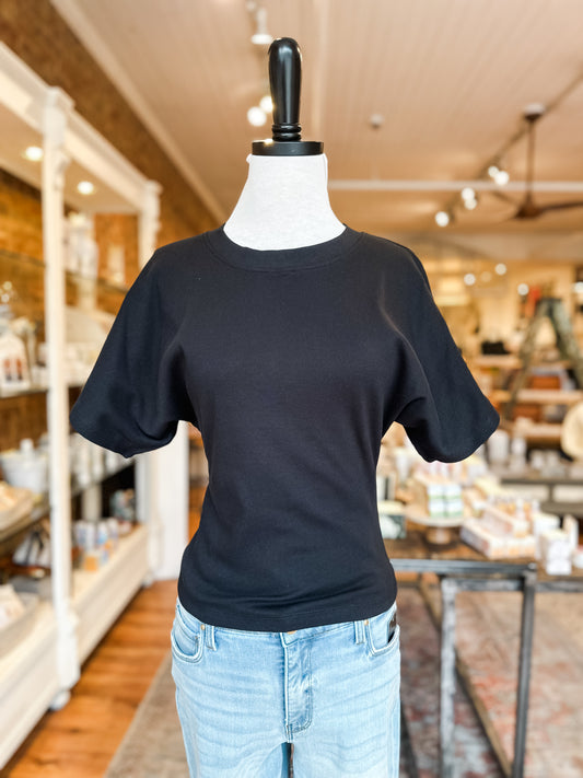 Angel Crew Neck Tee in Black