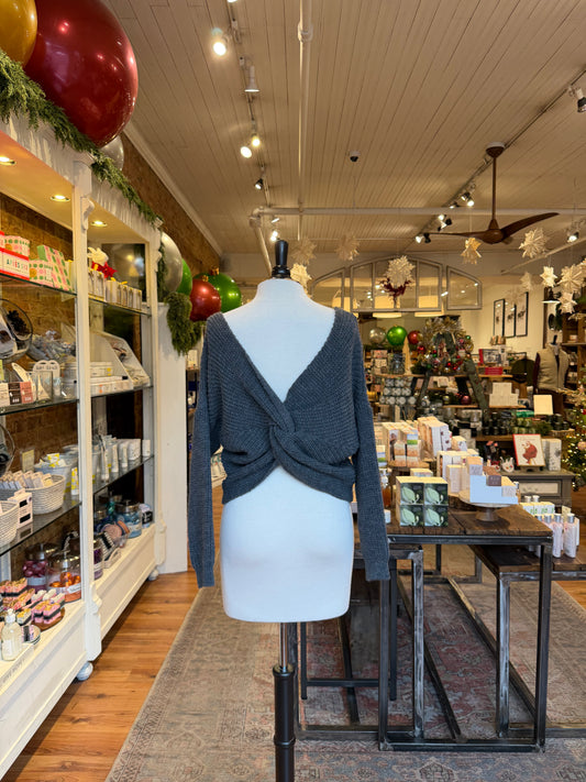 Twist Back Sweater in Grey
