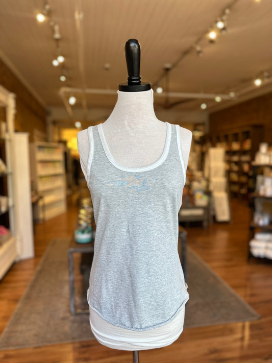 Scoop Neck Tank in Silver & White