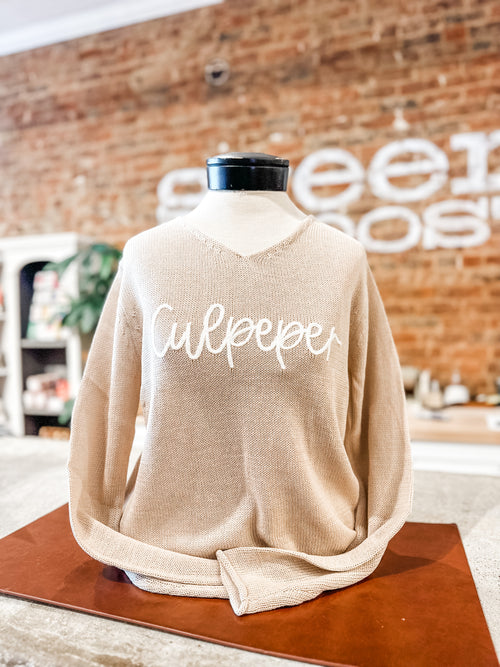 Culpeper Embroidered Sweater in Oatmeal