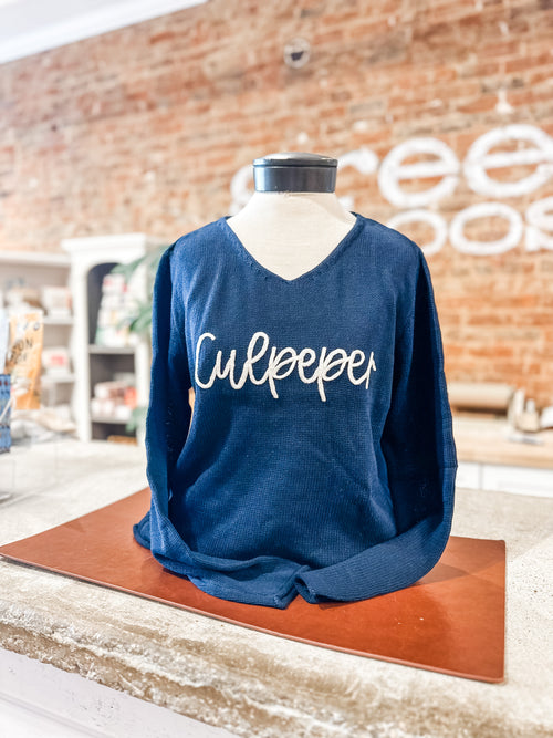 Culpeper Embroidered Sweater in Navy