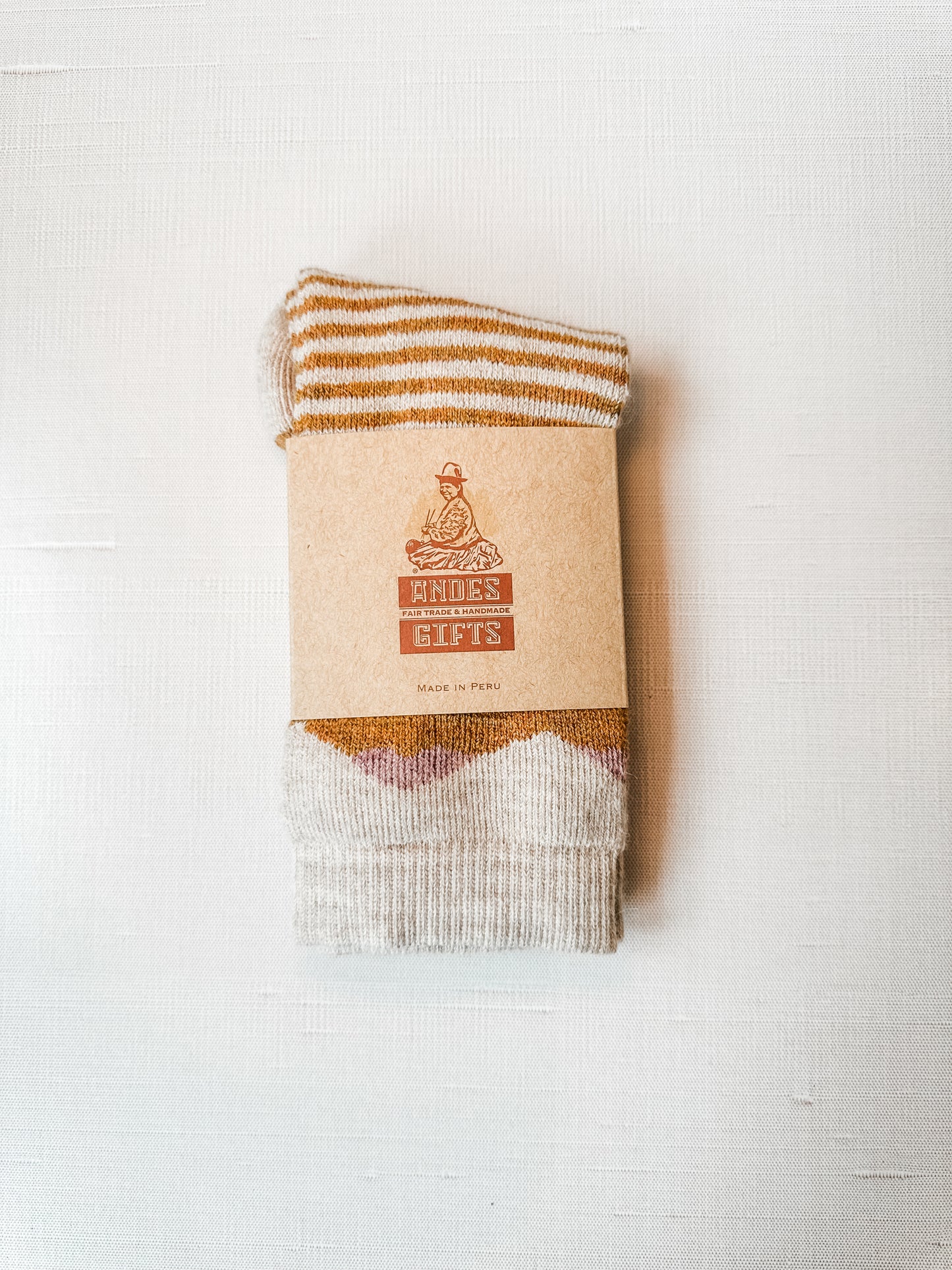 Alpaca Motif Socks in Tan