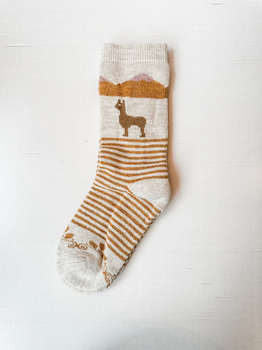 Alpaca Motif Socks in Tan