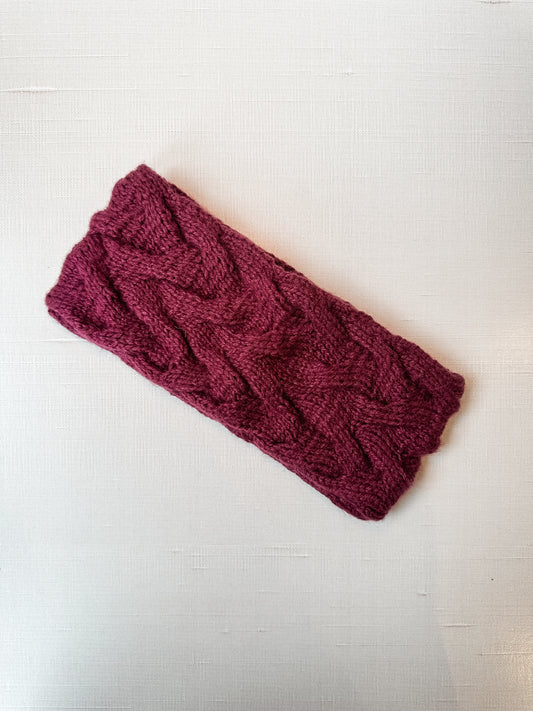 Cable Ear Warmer in Berry