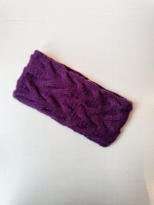 Cable Ear Warmer in Purple