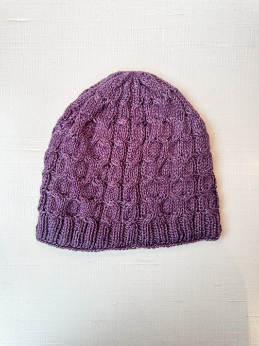 Cable Hat in Purple