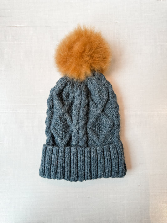 Braided Pom Hat in Steel