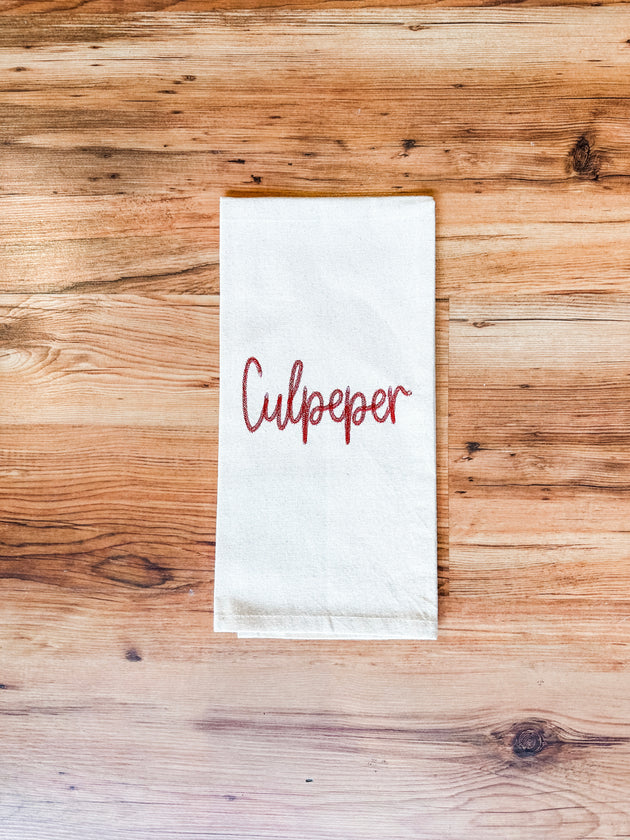 Linen Red Embroidered Culpeper Towel