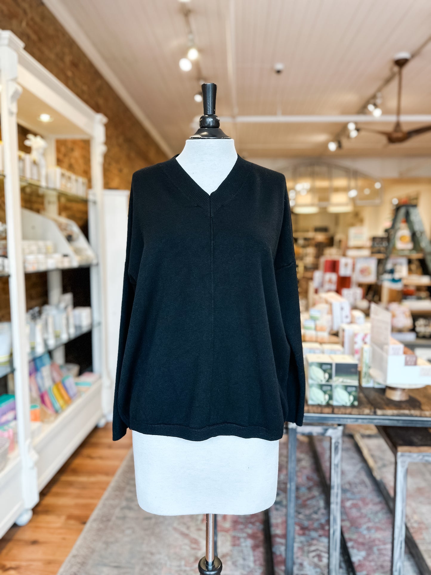 Courtney V-neck Sweater in Black