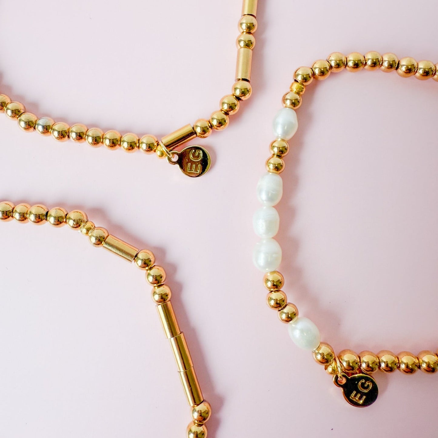 Morse Code Pearl & Gold Bracelet | MOTHER