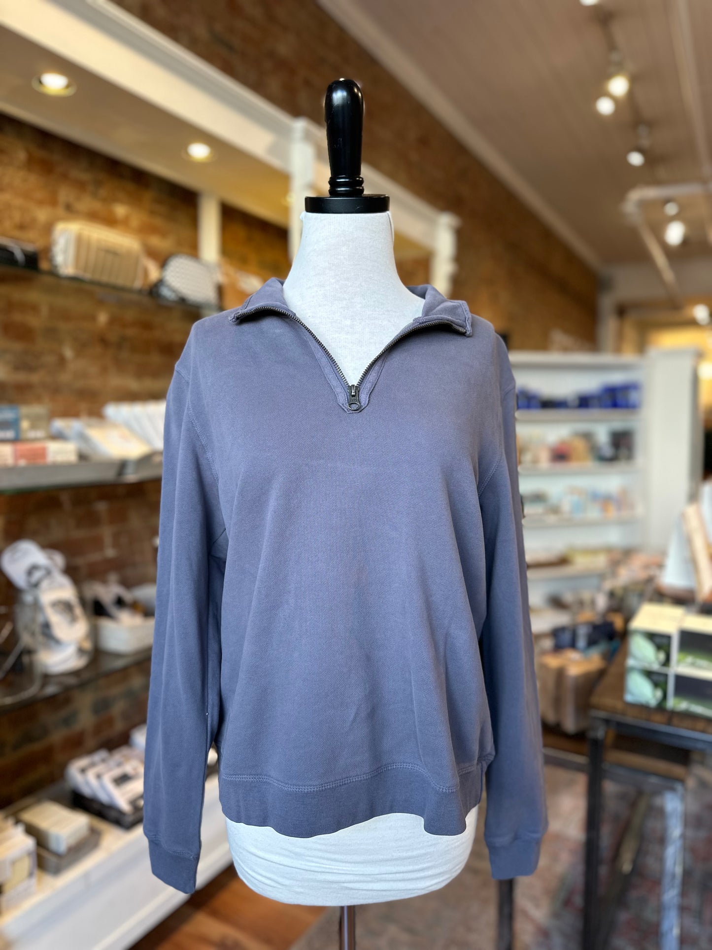 Half Zipped Funnel Sweatshirt in Steel Armor