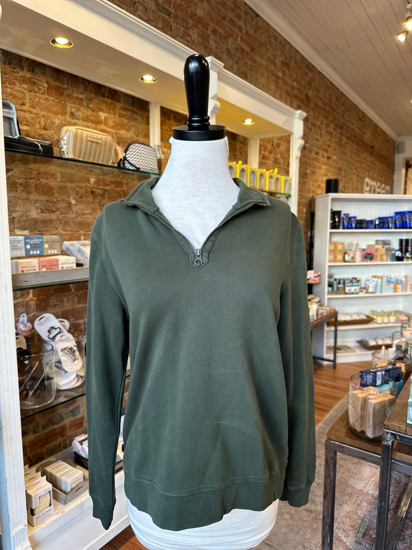 Half Zipped Funnel Sweatshirt in Everglade