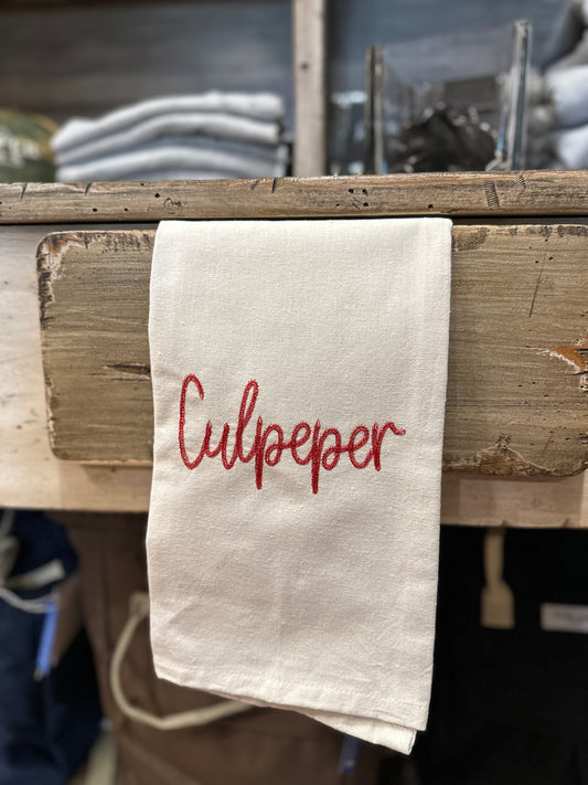 Linen Red Embroidered Culpeper Towel