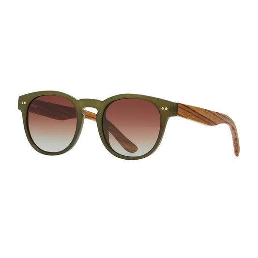Indie Sunglasses in Matte Olive and Walnut Wood