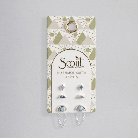 Stud Trio Ear Jacket Set - Mountain/Blue Howlite/Silver