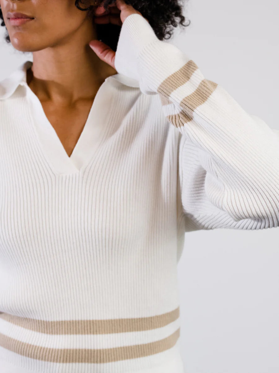 Jenna Polo Sweater in Almond & Brown Sugar