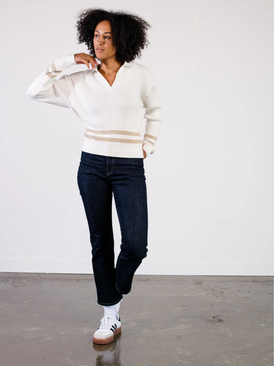 Jenna Polo Sweater in Almond & Brown Sugar