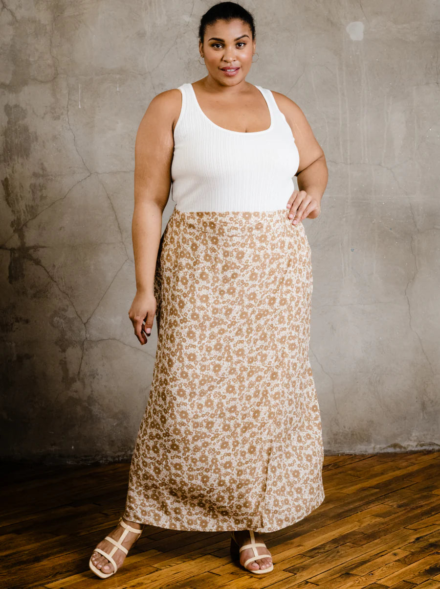 Jianna Wrap Maxi Skirt in Russet Blooming Floral