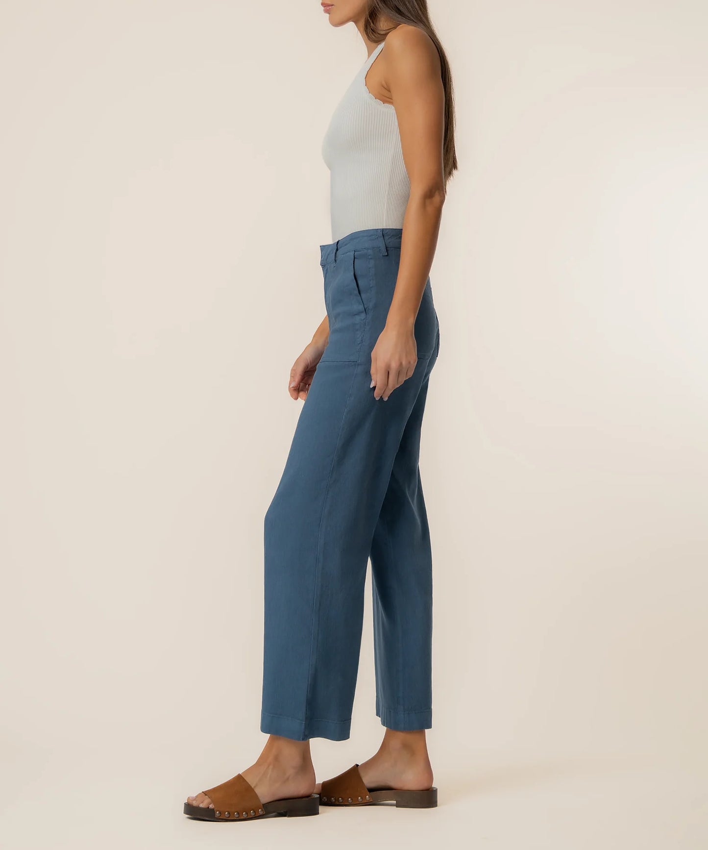 Topaz Linen Pants in Coastal Blue