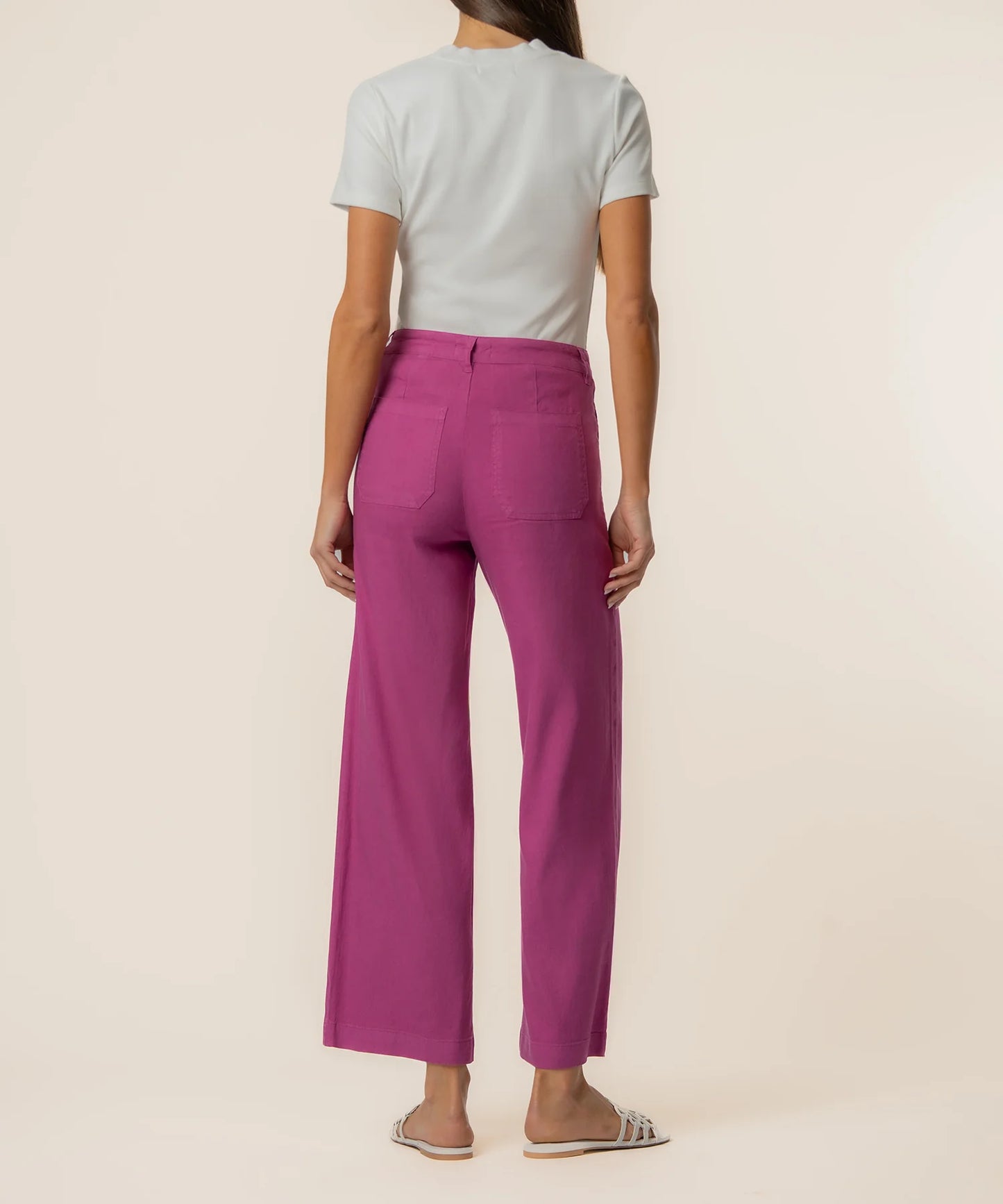 Topaz Linen Pants in Magenta