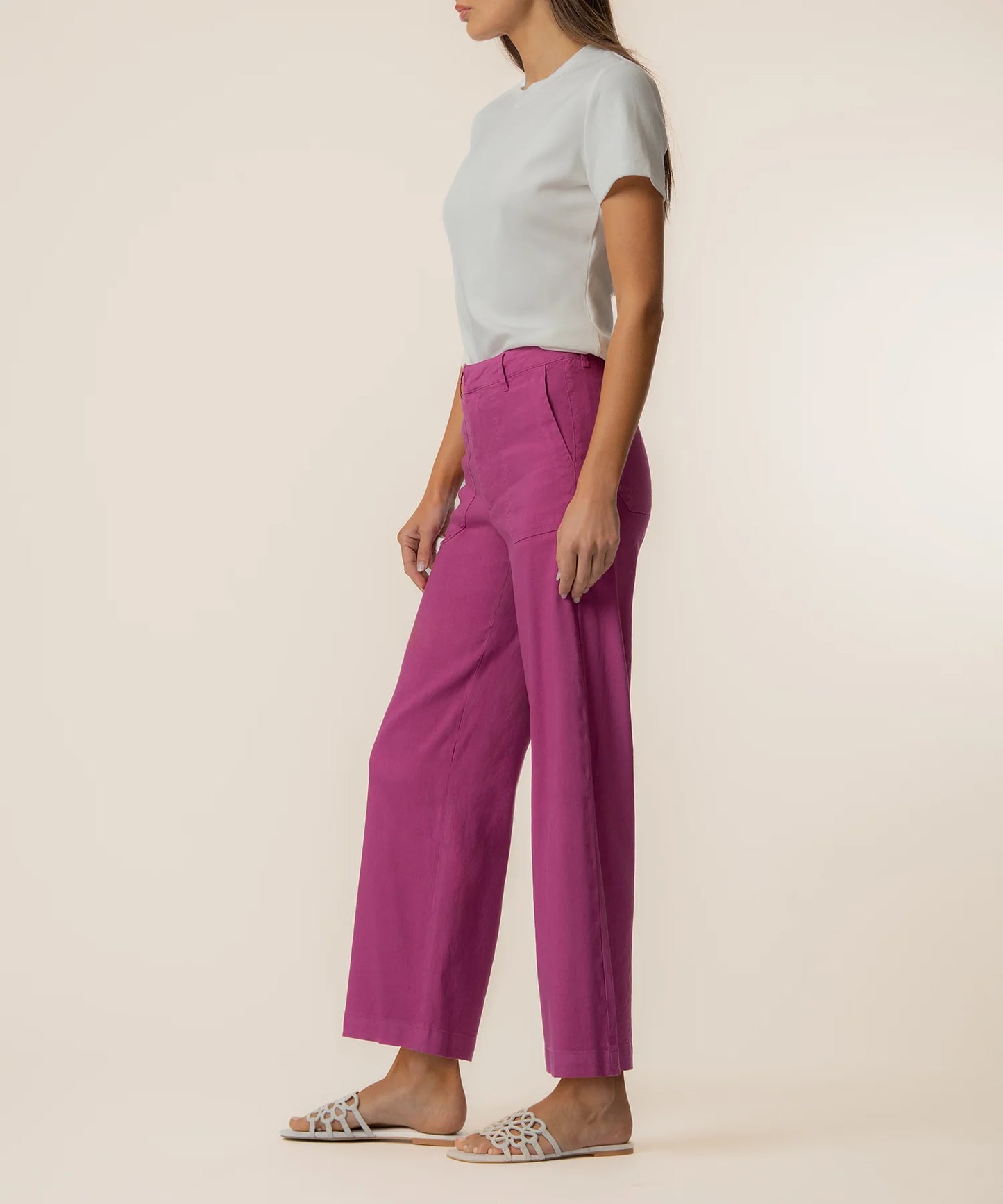 Topaz Linen Pants in Magenta