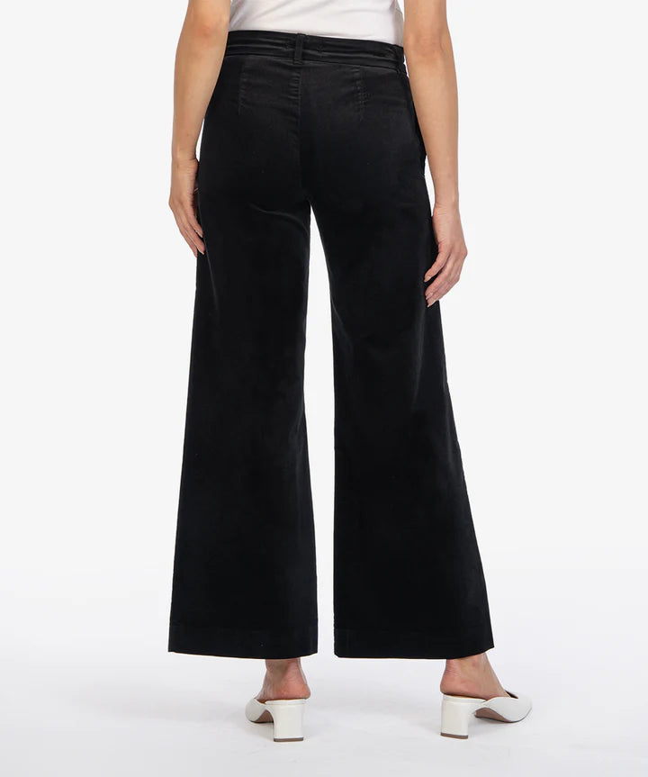 Meg Wide Leg Velveteen Trousers (Black)