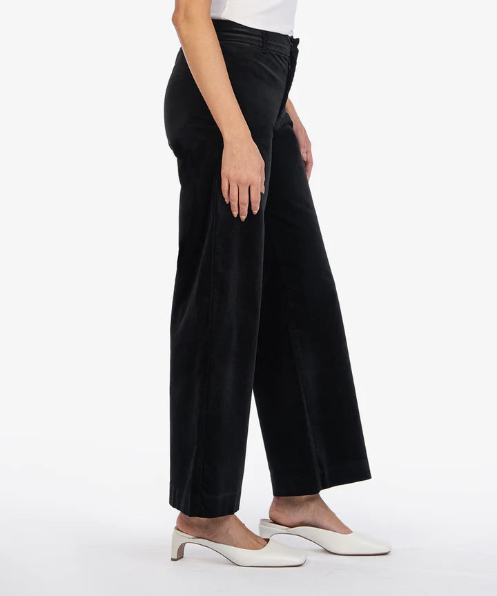 Meg Wide Leg Velveteen Trousers (Black)