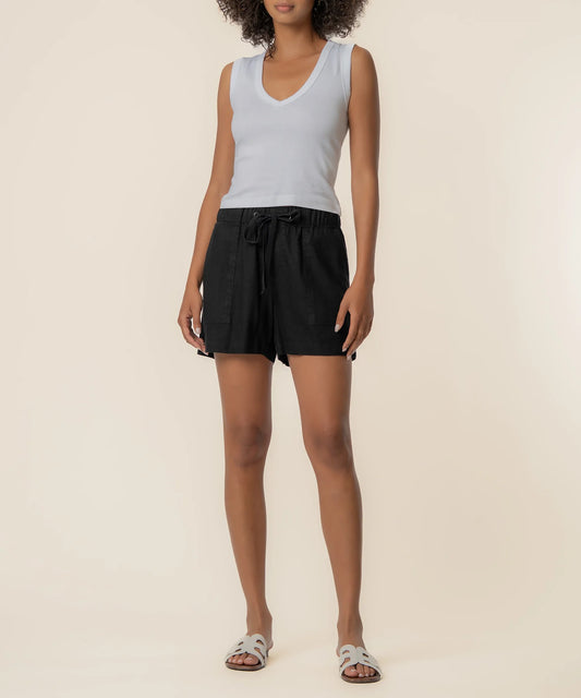 Katana Linen Shorts in Black