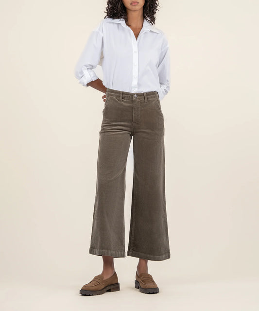 Meg Corduroy Wide Leg Pants (Olive)