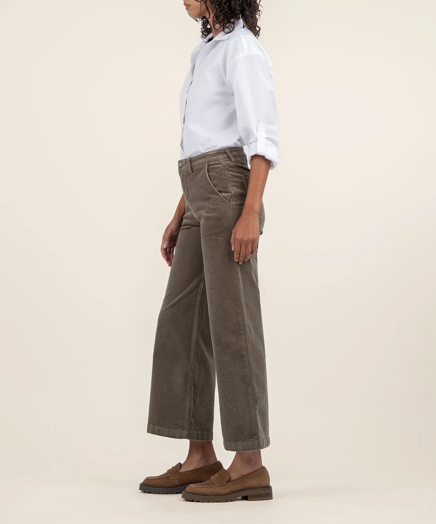 Meg Corduroy Wide Leg Pants (Olive)