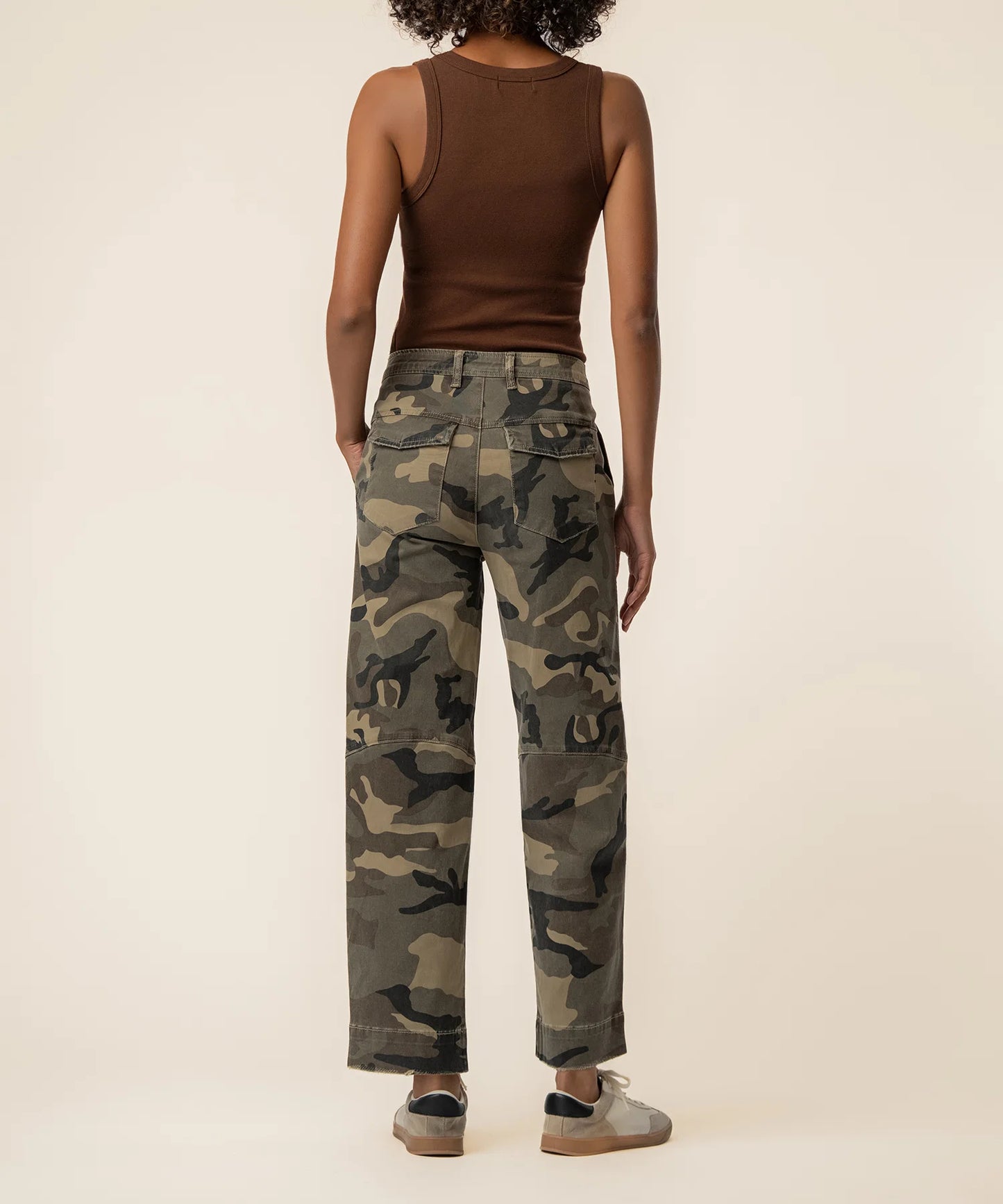 Ashton Barrel Leg Jean in Olive Camo