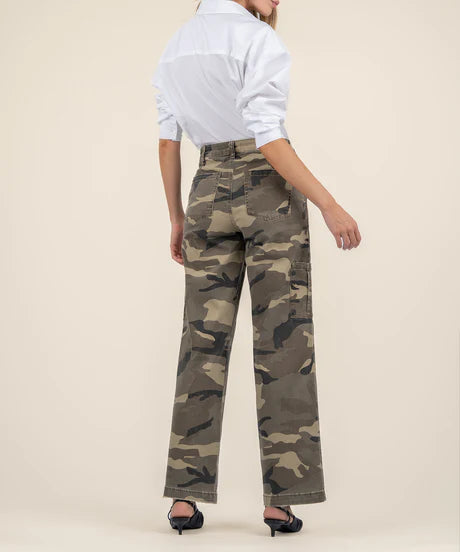 Miller High Rise Wide Leg Pant with Cargo Pockets (Olive Camo)